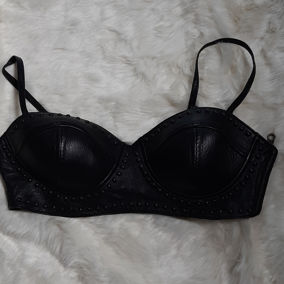 First Tops - Leather Studded Bra top Riding